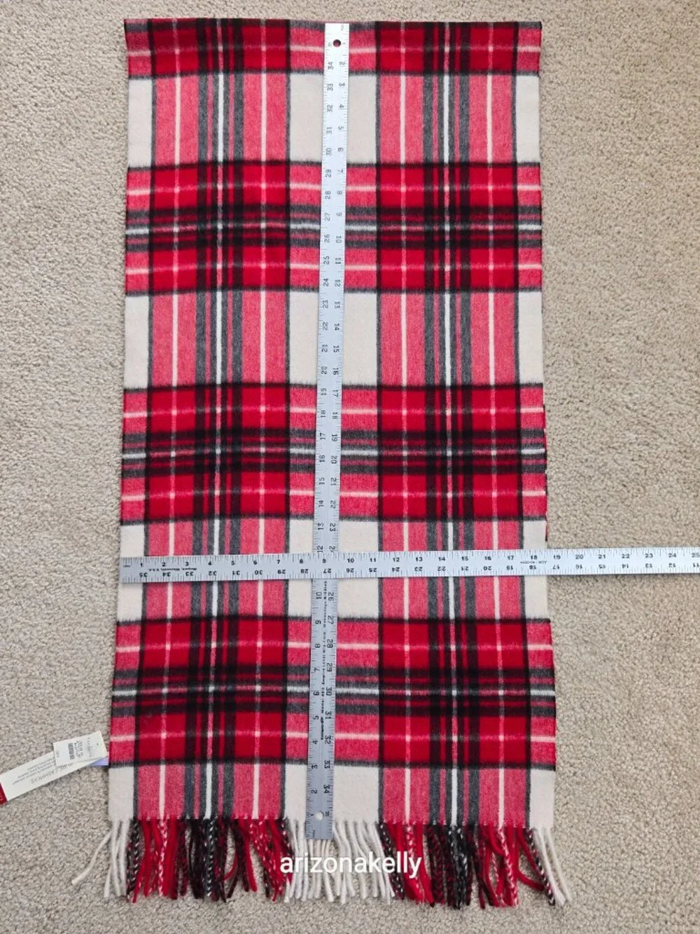 NWT Talbots Cashmere Scarf Red, White, and Black Plaid